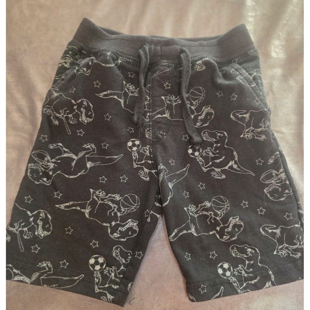 Free Style  Pull-On drawstring Shorts Black Dinosaurs Sz. 4